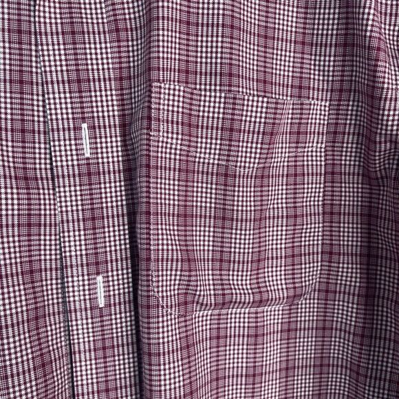 LL Bean Burgundy Cotton Plaid Wrinkle Resistant Casual Button Down Size L Reg - Picture 5 of 9